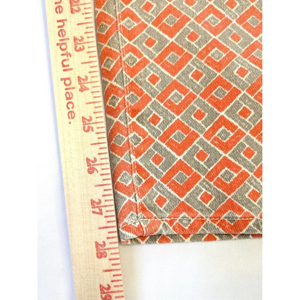 Lucky Brand Charlie Capri Orange Geometric Diamond Print Slim Crop Jeans 2 26 - Picture 6 of 6